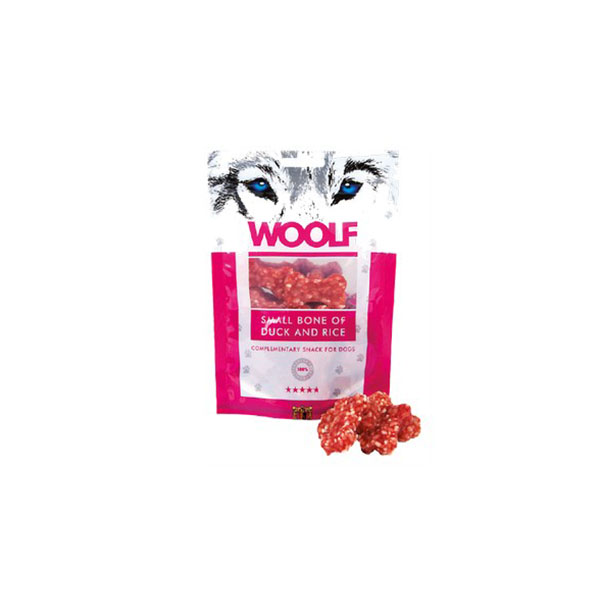 Foto principale Snack per Cani a Forma di Piccolo Osso Woolf Gusto Anatra e Riso 100gr