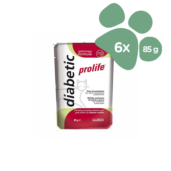 Foto principale Cibo Umido Dietetico per Gatti con Diabete Mellito Prolife Diabetic Gusto Pollo e Manzo 6x85gr