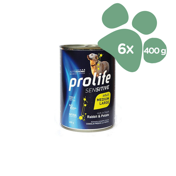 Foto principale Cibo Umido per Cani Adulti Sensibili Prolife Gusto Coniglio e Patate 6x400gr