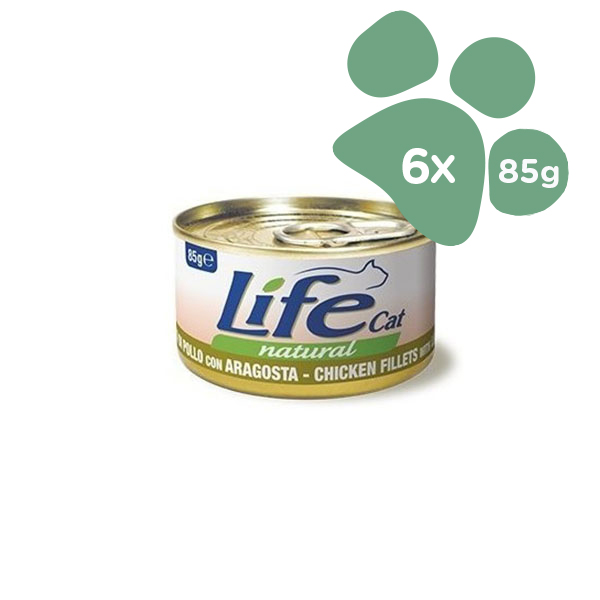 Foto principale Cibo Umido per Gatti Life Cat Natural Gusto Pollo e Aragosta 6x85gr
