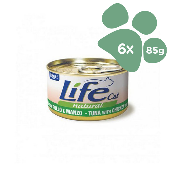 Foto principale Cibo Umido per Gatti Life Cat Natural Gusto Pollo e Manzo 6x85gr