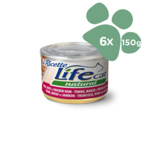 Foto principale Cibo Umido per Gatti Life Cat Natural Gusto Tonno, Manzo e Prosciutto 6x150gr