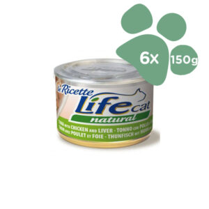 Foto principale Cibo Umido per Gatti Life Cat Natural Gusto Tonno, Pollo e Fegatini 6x150gr