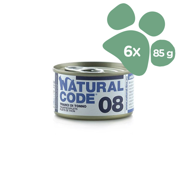 Foto principale Cibo Umido per Gatti Natural Code 08 Gusto Tranci di Tonno 6x85gr