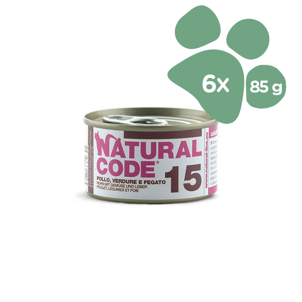 Foto principale Cibo Umido per Gatti Natural Code 15 Gusto Pollo, Verdure e Fegato 6x85gr