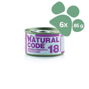 Foto principale Cibo Umido per Gatti Natural Code 18 Gusto Sgombro e Prosciutto 6x85gr