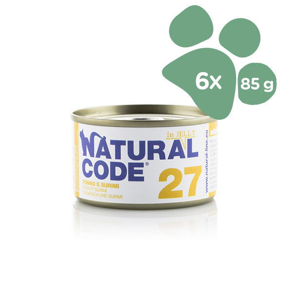 Foto principale Cibo Umido per Gatti Natural Code 27 In Jelly Gusto Tonno e Surimi 6x85gr