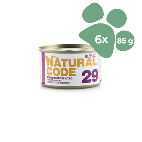 Foto principale Cibo Umido per Gatti Natural Code 29 In Jelly Gusto Tonno e Prosciutto 6x85gr