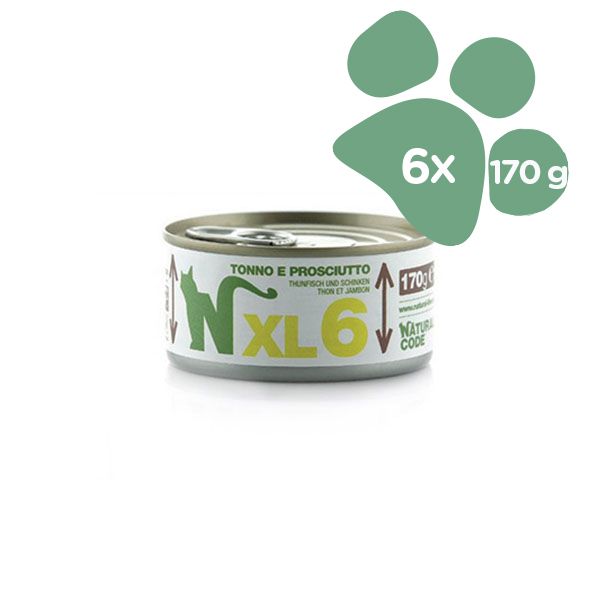 Foto principale Cibo Umido per Gatti Natural Code XL 6 Gusto Tonno e Prosciutto 6x170gr