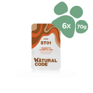 Foto principale Cibo Umido per Gatti Sterilizzati Natural Code Steril ST01 Gusto Tonnetto e Semi di Lino 6x70gr