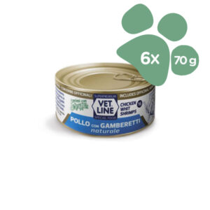 Foto principale Cibo Umido per Gatti Vet Line Gusto Pollo e Gamberetti al Naturale 6x70gr