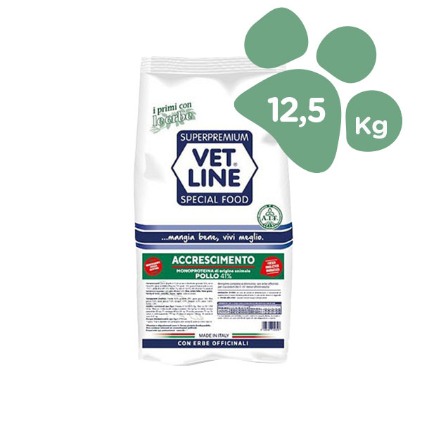 Foto principale Crocchette per Cani Vet Line per Accrescimento Gusto Pollo 12,5kg