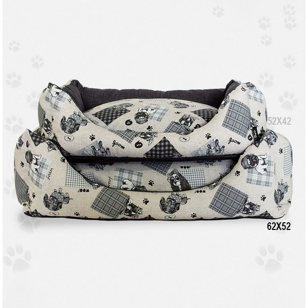 Foto principale Cuccia Divano per Cani Nasonero con Disegno di Cagnolini Colore Grigio 62x52cm
