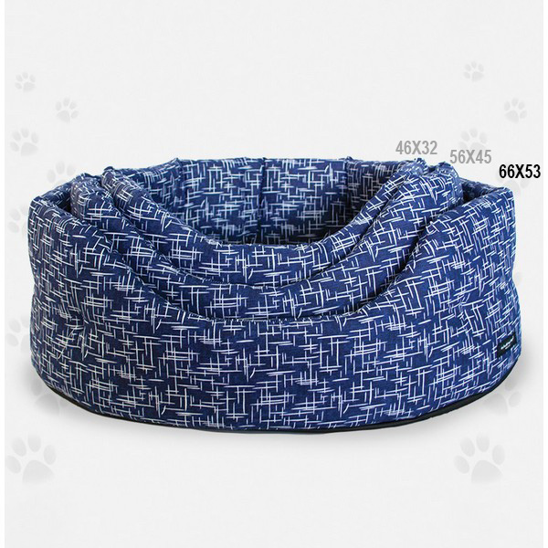 Foto principale Cuccia Trono Ovale per Cani Nasonero Linea Eco Trama Blu 66x53cm