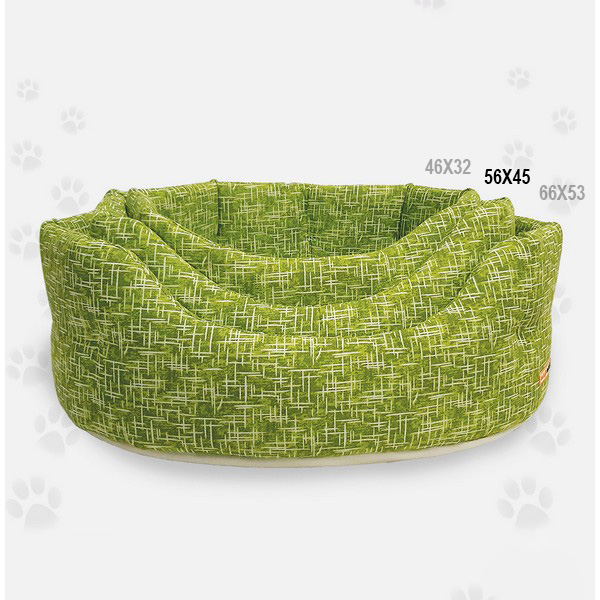 Foto principale Cuccia Trono Ovale per Cani Nasonero Linea Eco Trama Verde 56x45cm