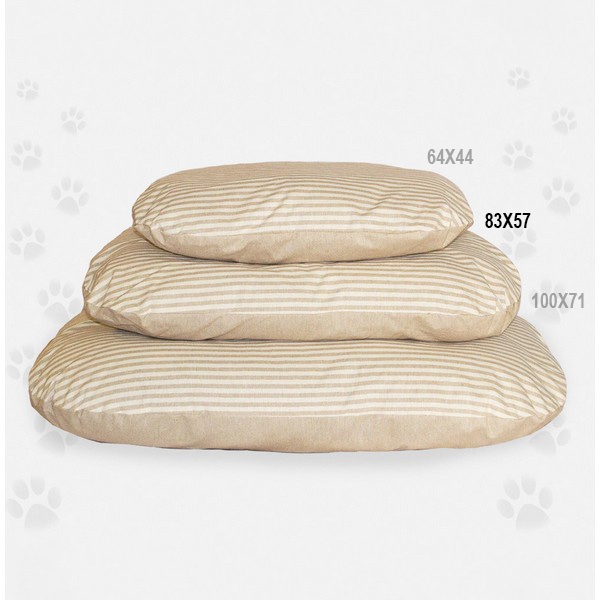 Foto principale Cuscino Sfoderabile per Cani e Gatti Nasonero a Righe Bianche e Beige 83x57cm