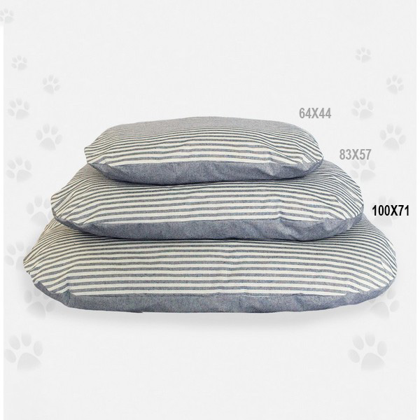Foto principale Cuscino Sfoderabile per Cani e Gatti Nasonero a Righe Bianche e Grigie 100x71cm