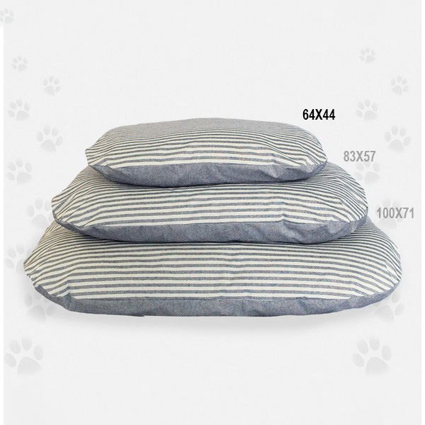 Foto principale Cuscino Sfoderabile per Cani e Gatti Nasonero a Righe Bianche e Grigie 64x44cm