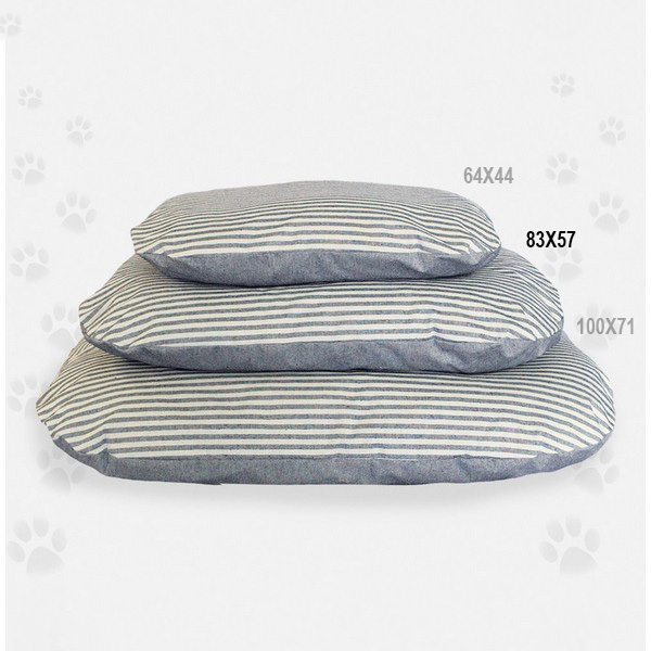 Foto principale Cuscino Sfoderabile per Cani e Gatti Nasonero a Righe Bianche e Grigie 83x57cm