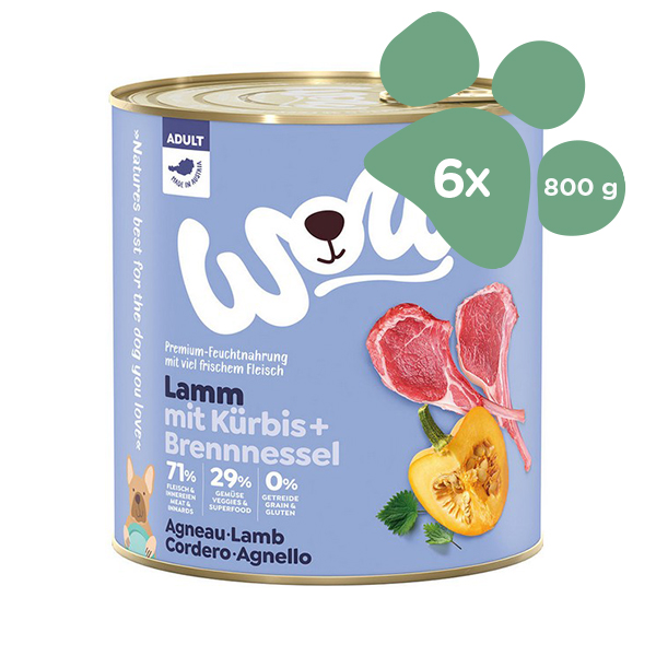 Foto principale Cibo Umido per Cani Adulti WOW Gusto Agnello e Zucca 6x800gr