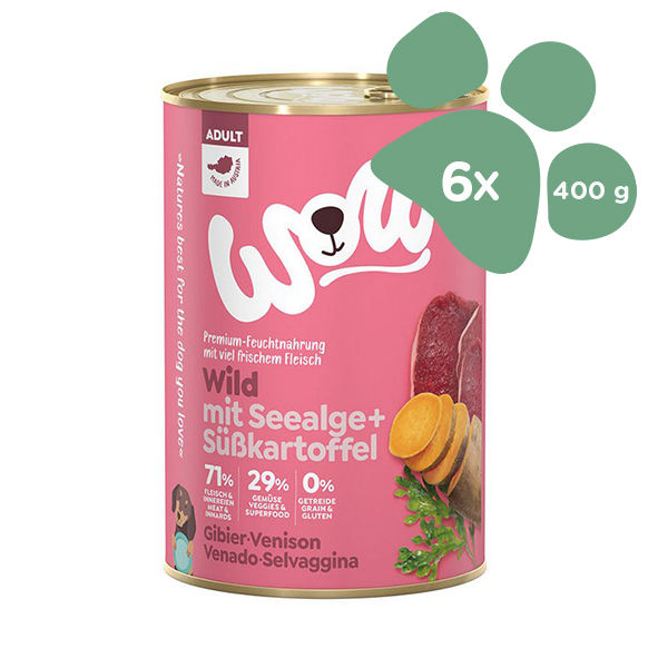 Foto principale Cibo Umido per Cani Adulti WOW Gusto Selvaggina e Alghe 6x400gr