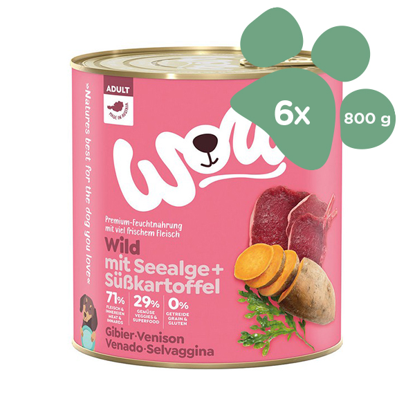 Foto principale Cibo Umido per Cani Adulti WOW Gusto Selvaggina e Alghe 6x800gr