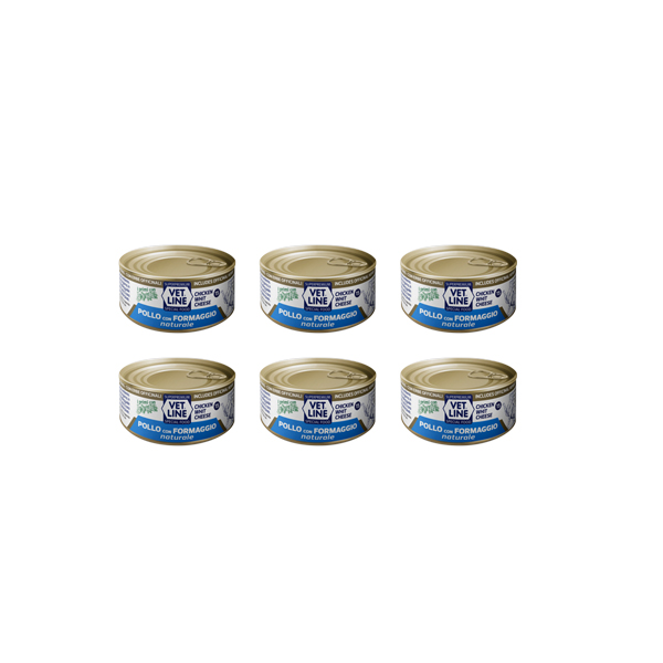 Foto principale Cibo Umido per Gatti Vet Line Gusto Pollo e Formaggio al Naturale 6x150gr