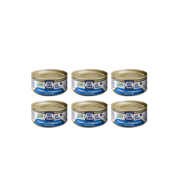 Foto principale Cibo Umido per Gatti Vet Line Gusto Tonno e Gamberetti al Naturale 6x70gr