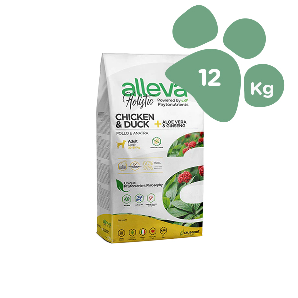 Foto principale Crocchette per Cani Adulti Alleva Holistic Chicken & Duck Taglia Grande Gusto Pollo, Anatra, Aloe Vera e Ginseng 12kg