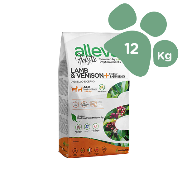 Foto principale Crocchette per Cani Adulti Alleva Holistic Lamb & Venison Taglia Media/Grande Gusto Agnello, Cervo, Canapa e Ginseng 12kg