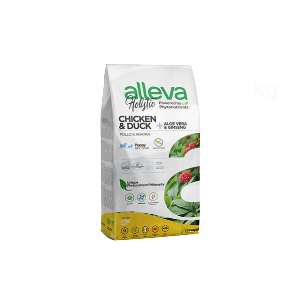 Foto principale Crocchette per Cani Cuccioli Alleva Holistic Chicken & Duck Taglia Piccola Gusto Pollo, Anatra, Aloe Vera e Ginseng 2kg
