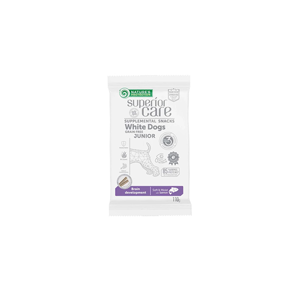 Foto principale Snack per Cani Cuccioli Nature’s Protection Superior Care White Dogs Brain Development per Manto Bianco Gusto Salmone 110gr