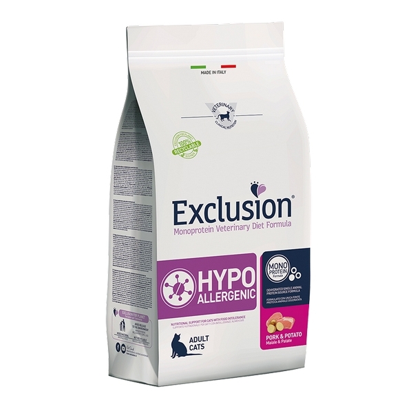 Foto principale Cibo per Gatti Adulti Ipersensibili o Intolleranti Exclusion Diet Cat Hypoallergenic Gusto Maiale e Patate 1,5kg