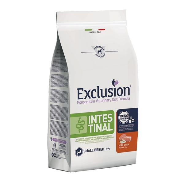 Foto principale Crocchette per Cani Adulti con Problemi Intestinali Exclusion Diet Intestinal Taglia Piccola Gusto Maiale e Riso 2kg