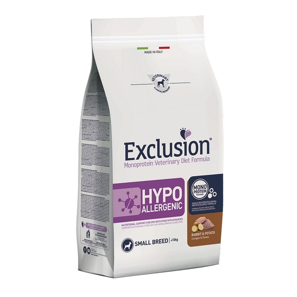 Foto principale Crocchette per Cani Adulti Ipersensibili o Intolleranti Exclusion Diet Hypoallergenic Taglia Piccola Gusto Coniglio e Patate 2kg