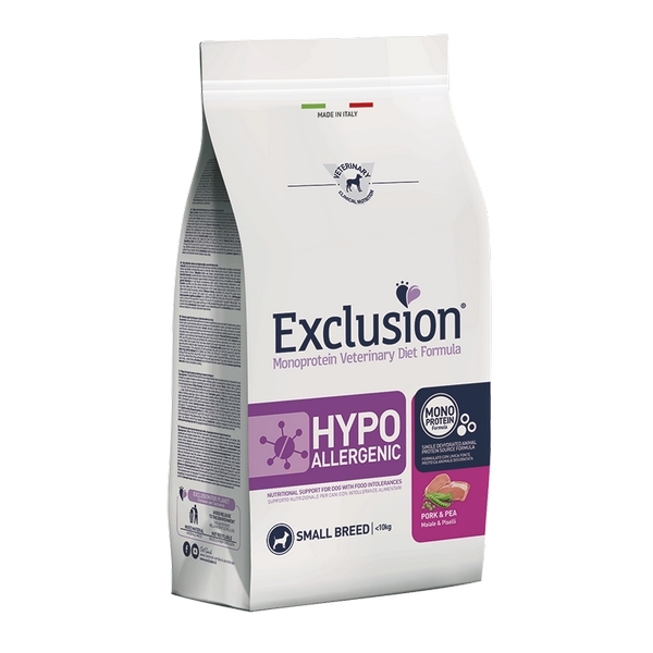 Foto principale Crocchette per Cani Adulti Ipersensibili o Intolleranti Exclusion Diet Hypoallergenic Taglia Piccola Gusto Maiale e Piselli 7kg