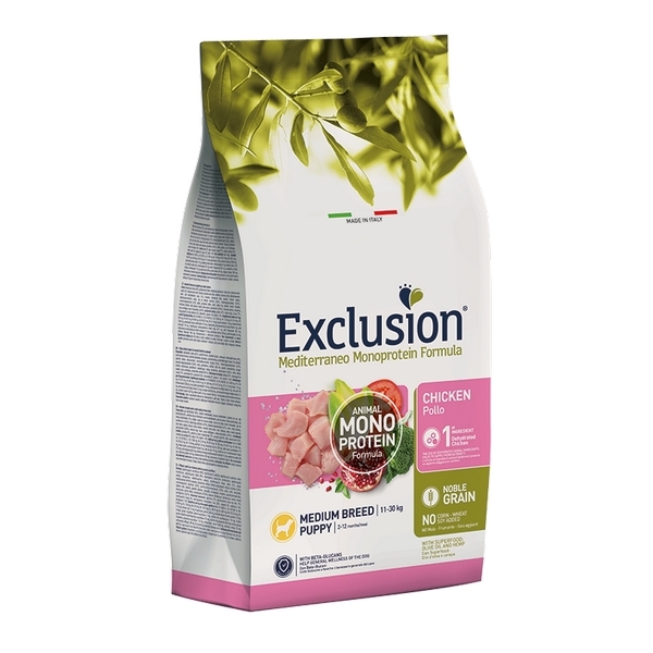 Foto principale Crocchette per Cani Cuccioli Monoproteiche Exclusion Mediterraneo Taglia Media Gusto Pollo 3kg