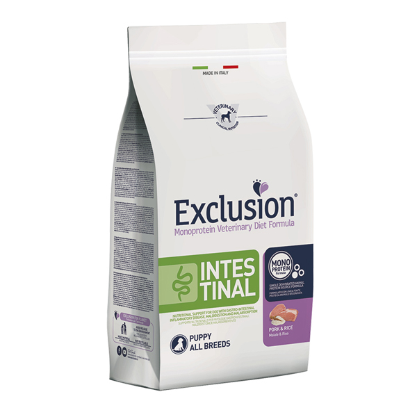 Foto principale Crocchette per Cani Cuccioli con Problemi Intestinali Exclusion Diet Intestinal Gusto Maiale e Riso 2kg