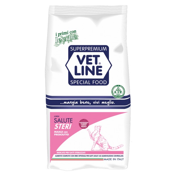 Foto principale Cibo per Gatti Sterilizzati Vet Line Salute Steri Gusto Maiale e Prosciutto 800gr