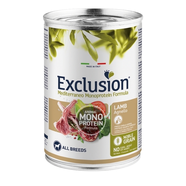 Foto principale Cibo Umido per Cani Adulti Monoproteico Exclusion Mediterraneo Gusto Agnello 400gr