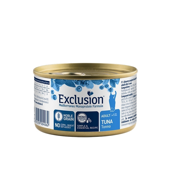 Foto principale Cibo Umido per Gatti Adulti Monoproteico Exclusion Mediterraneo Gusto Tonno 85gr