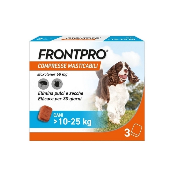 Foto principale Antiparassitario Compresse Masticabili per Cani Frontline Frontpro da 10 a 25kg 68mg 3pz