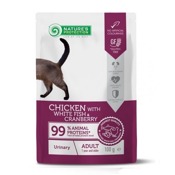 Foto principale Cibo Umido per Gatti Adulti Nature’s Protection Urinary Gusto Pollo, Pesce Bianco e Mirtillo 100gr