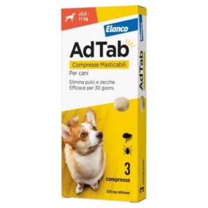 Foto principale Antiparassitario Compresse Masticabili per Cani Elanco AdTab da 5,5 a 11kg 225mg 3pz
