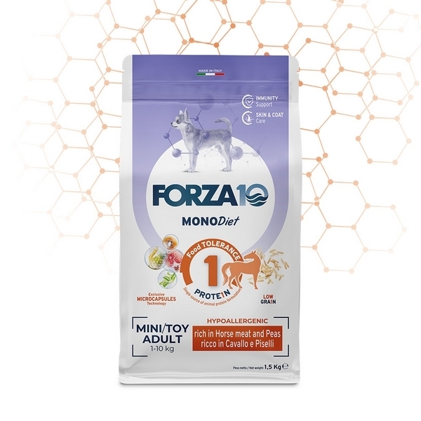 Foto principale Crocchette per Cani Adulti Forza10 MonoDiet Taglia Piccola/Toy Gusto Cavallo e Piselli 1,5kg