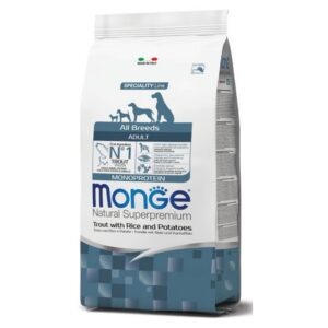 Foto principale Crocchette per Cani Adulti Monge Natural Superpremium Monoprotein All Breed Gusto Trota, Riso e Patate 12kg