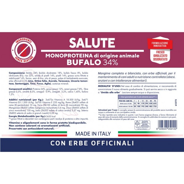 Crocchette per Cani Vet Line Salute Gusto Bufalo e Riso 12,5kg - Foto 1