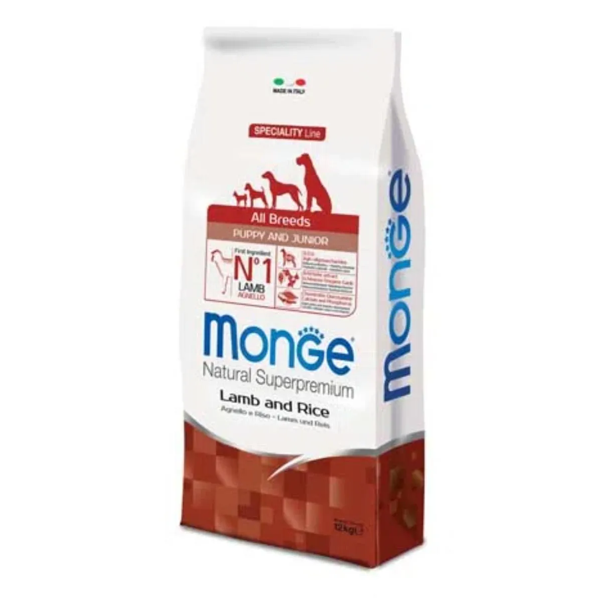 Foto principale Monge Natural Superpremium All Breeds Puppy & Junior Agnello con Riso 12kg